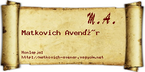 Matkovich Avenár névjegykártya